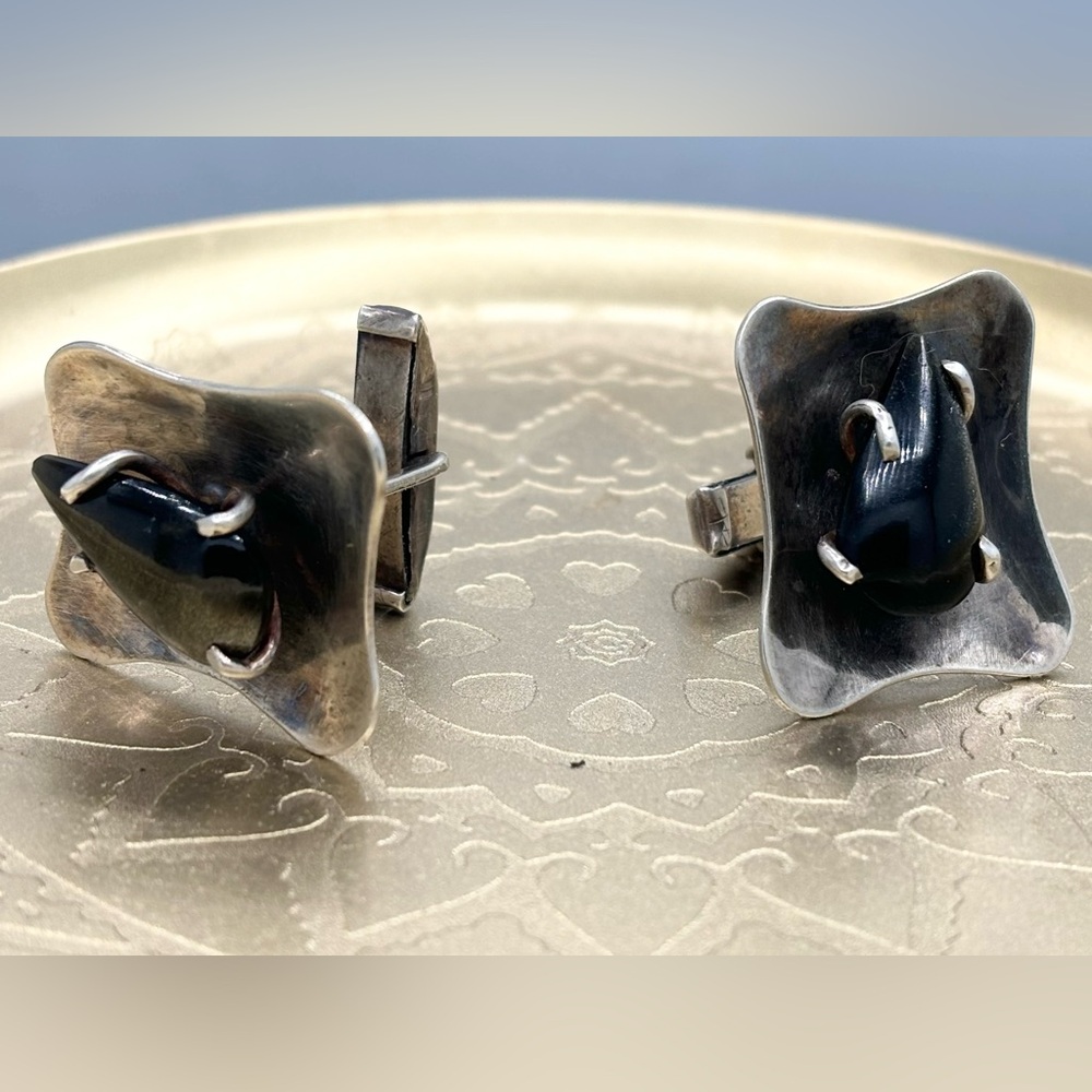 Silver and Black Men's Cufflinks